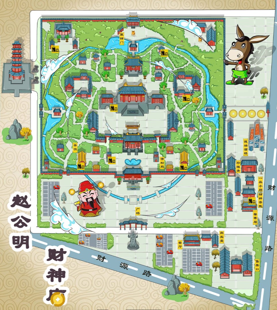润州寺庙类手绘地图